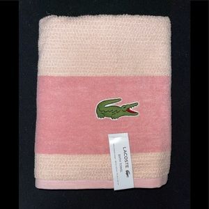 Lacoste Bath Towel 100% Cotton Loops Colorblocked Champagne Pink 30x52 OEKO-TEX
